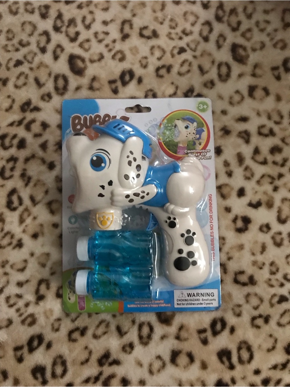Blue and White Puppy Bubble Blaster for Kids